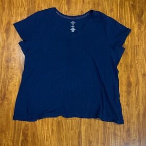 St Johns Bay Essential Tee 100% Cotton Blue T-Shirt Tee Top Short Sleeve Size 2x